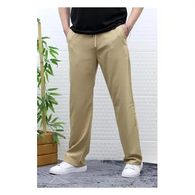 50373 Dewberry Elastic Waist Mens Trousers-CAMEL