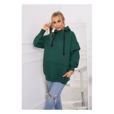 Insulated turtleneck sweatshirt dark green