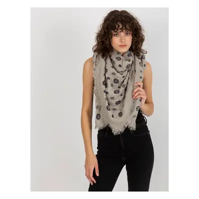 Women's scarf with print - gray