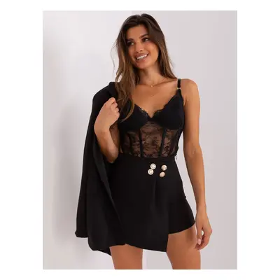 Elegant black set with decorative buttons