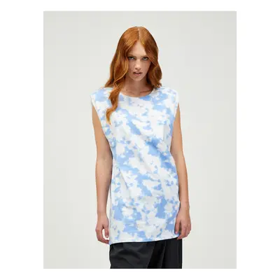 Blue and White Patterned Long T-Shirt Pieces Tabbi - Women