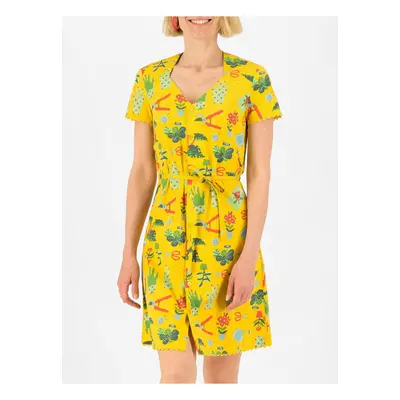 Yellow Ladies Patterned Button-Down Dress Blutsgeschwister Fairy in The - Ladies