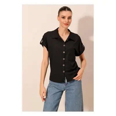 Bigdart Short Sleeve Oversize Knitted Shirt - Black