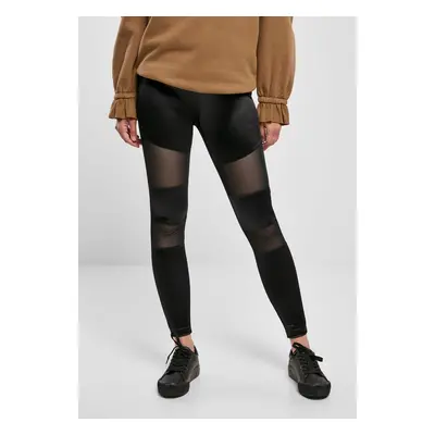 Women's Shiny Tech Mesh Leggings - Black