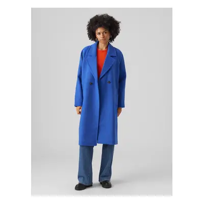 Women's blue coat with wool blend VERO MODA Hazel - Women