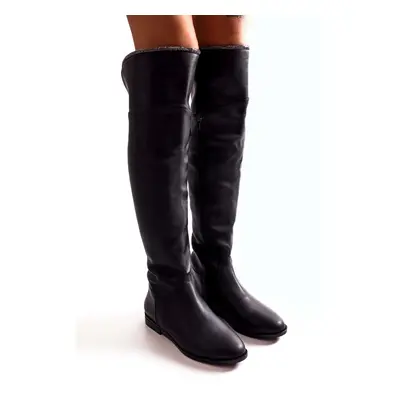 Shoeberry Women's Toon Black Skin Boots Black Skin