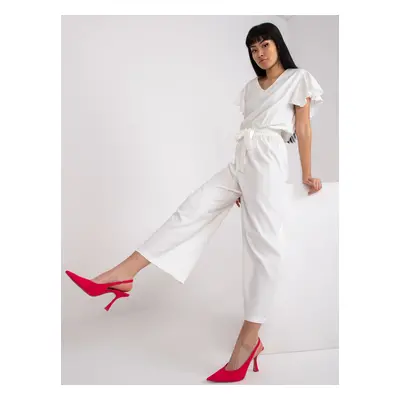 Women's Ecru jumpsuit with tie