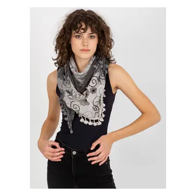 Women's scarf with floral patterns - gray