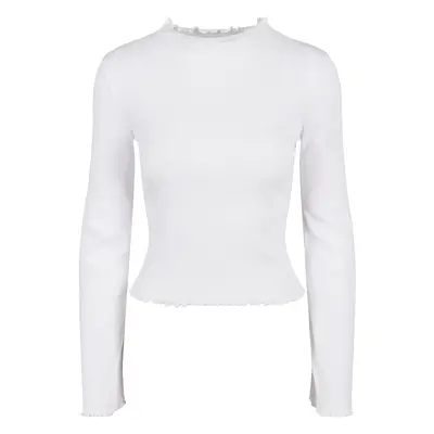 Women's ribbed turtleneck with long sleeves white