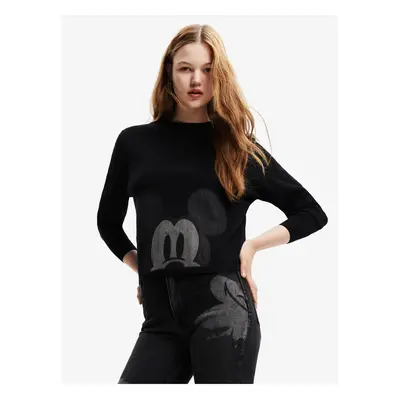 Black Desigual Mickey Patch Denim Womens Sweater - Women