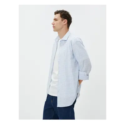 Koton Checkered Shirt Slim Fit Classic Collar Long Sleeve Cotton Non Iron