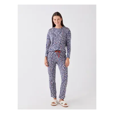 LC Waikiki Crew Neck Patterned Long Sleeve Women's Pajama Set