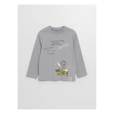 LC Waikiki Crew Neck Long Sleeve Printed Baby Boy T-Shirt