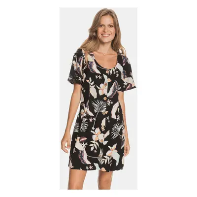 Black Floral Dress with Buttons Roxy - Women