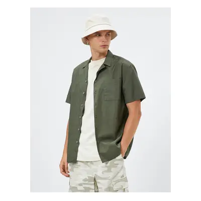 Koton Short Sleeve Shirt Turn-down Collar Pocket Detailed Cotton