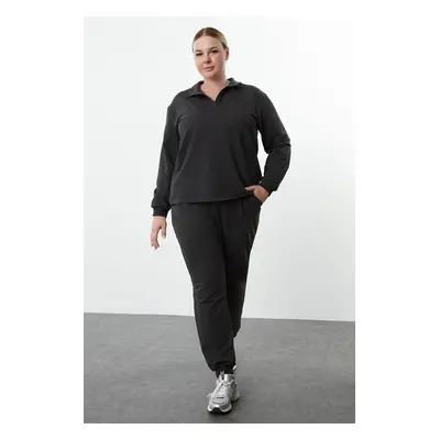 Trendyol Curve Anthracite Thin Knitted Tracksuit Set