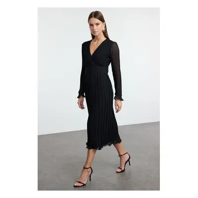 Trendyol Black Belted Plain Maxi Woven Dress