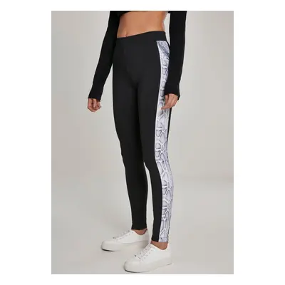 Women's leggings with striped blk/snake pattern