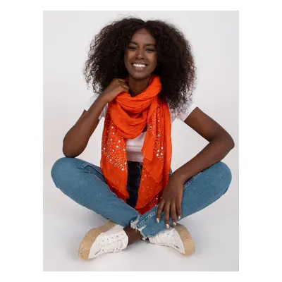 Dark orange scarf with decorative appliqué