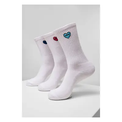 Heart Embroidery Socks 3-Pack white