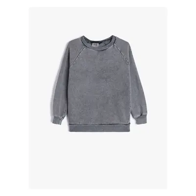 Koton Oversize Sweatshirt Crew Neck Faded Effect Cotton