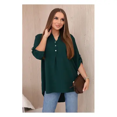 Blouse with a longer back - dark green