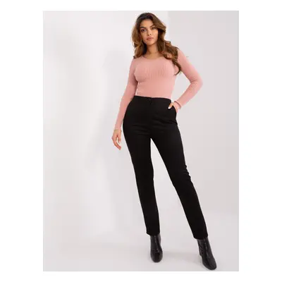 Black high-waisted fabric trousers