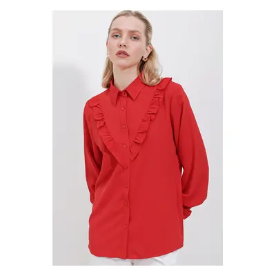 Bigdart Frilly Long Sleeve Shirt - Red