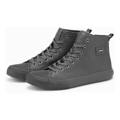 Ombre Men's high-top sneakers with decorative toe - gray