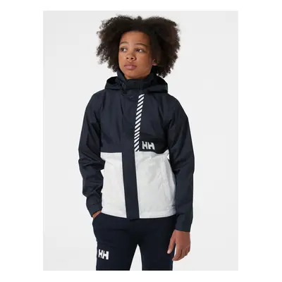 White-blue children's waterproof jacket with hood HELLY HANSEN - unisex