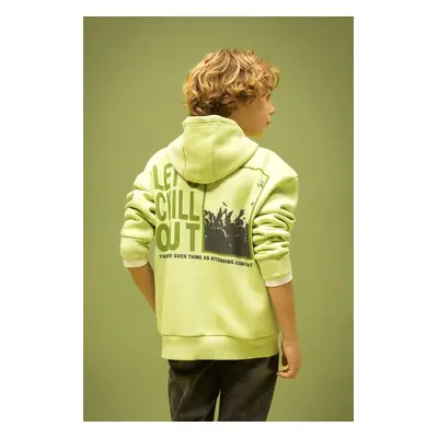 DEFACTO Boy Oversize Fit Printed Hooded Thick Sweatshirt