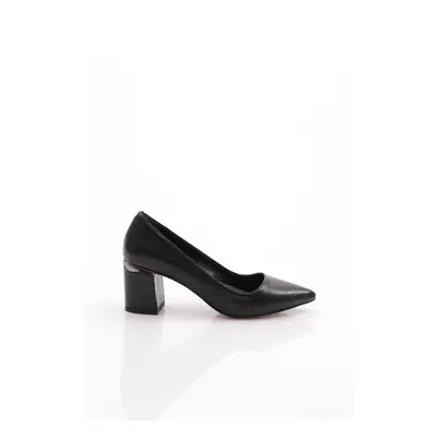 DGN 3300-23y Women's Pointed Toe Thick Heeled Shoes Black