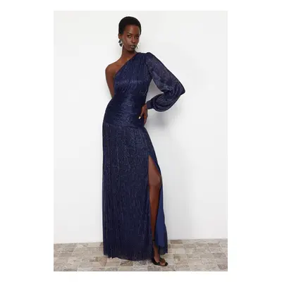 Trendyol Saks A-Cut Knitted Evening Dress & Graduation Dress