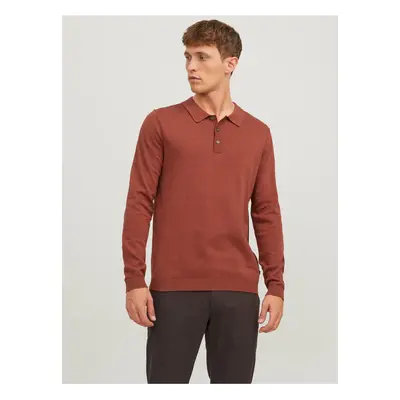 Brick Mens Long Sleeve Jersey Polo T-Shirt Jack & Jones - Men