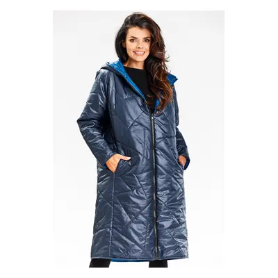 Awama Woman's Coat A685 Navy Blue