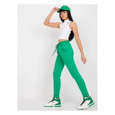 Dark green cotton sweatpants with high waist