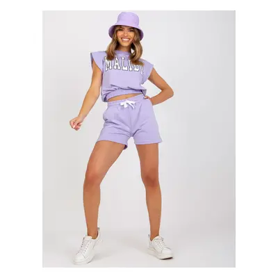 Purple two-piece sweatshirt with shorts