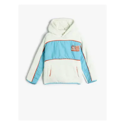 Koton Hooded Plush Sweat Ski Themed Pocket Color Contrast