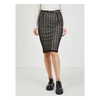 Beige-Black Women's Pencil Lace Skirt ORSAY - Ladies