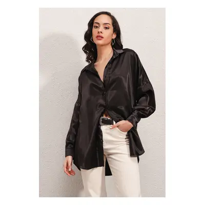 Bigdart Oversize Satin Shirt - Black