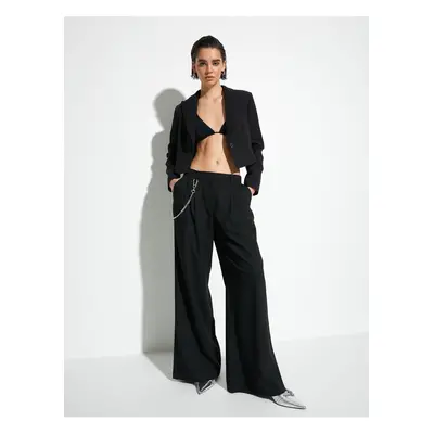 Koton Palazzo Trousers Wide Leg Normal Waist Chain Detail