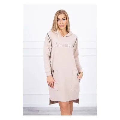 Dress with inscription unlimited beige