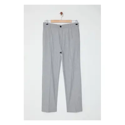 Trendyol Grey Pleated Classic Baggy Fit Fabric Trousers