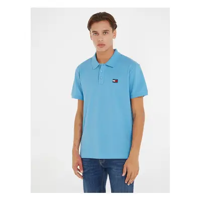 Light blue Mens Polo T-Shirt Tommy Jeans Badge Polo - Men