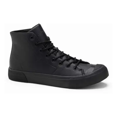 Ombre Men's high-top sneakers with rubber toe - black