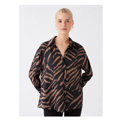 LC Waikiki Patterned Long Sleeve Oversize Women's Shirt