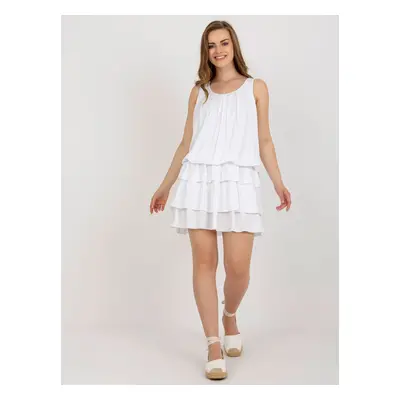 OCH BELLA white ruffled dress without sleeves