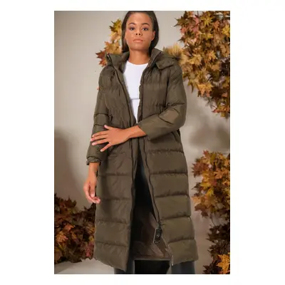 Z6753 DEWBERRY WOMEN'S COAT-PLAIN KHAKI