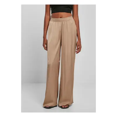 Women's fine satin trousers with wide legs