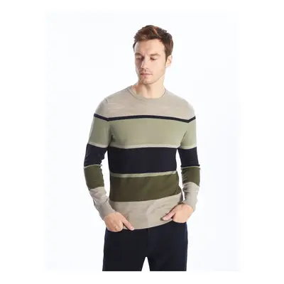 LC Waikiki Crew Neck Long Sleeve Striped Men's Knitwear Sweater